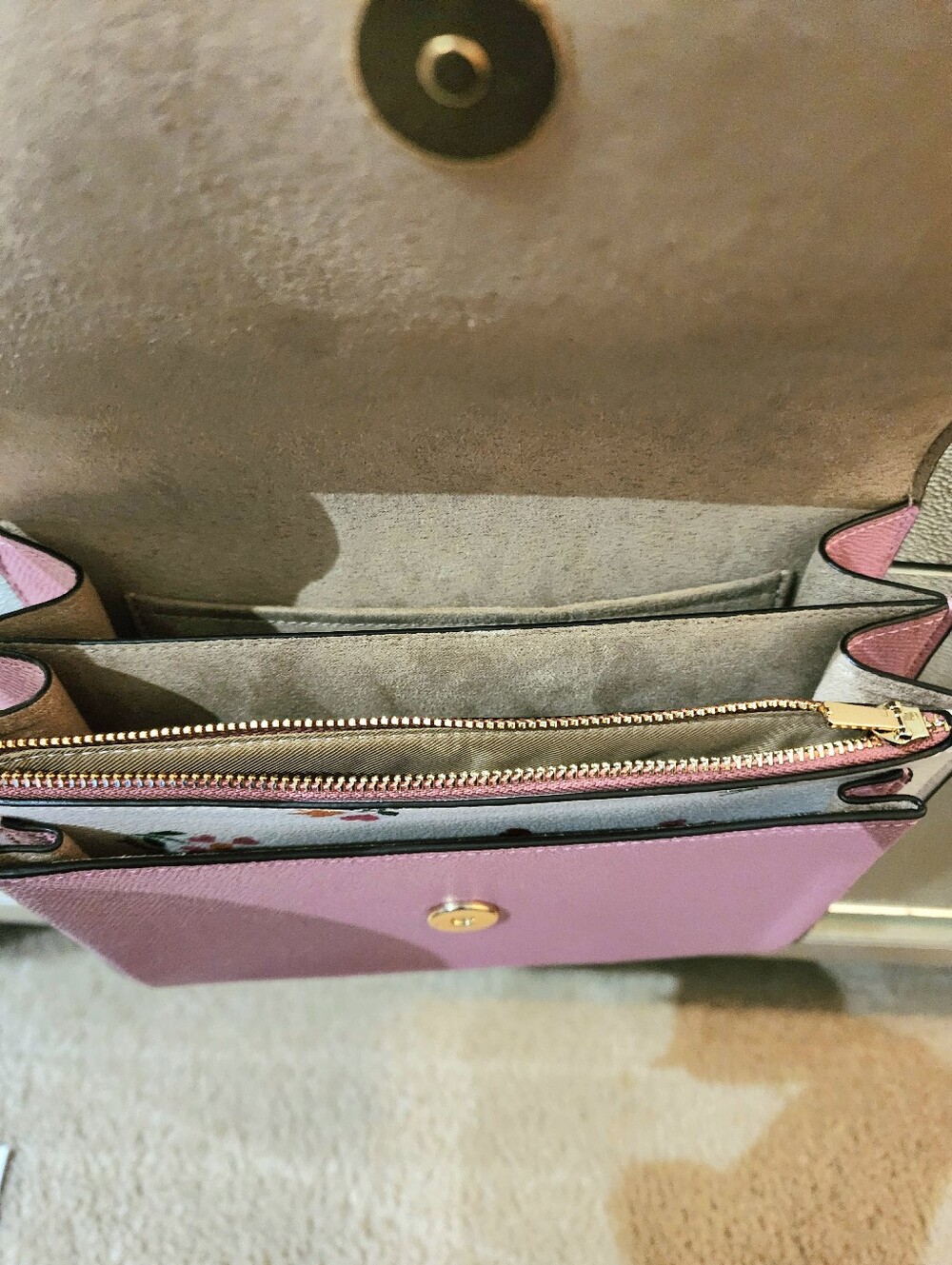 Coach Heart Petal Floral Purse Bag Gold Chain Crossbody Klaire Pink New C7596 - Picture 4 of 6